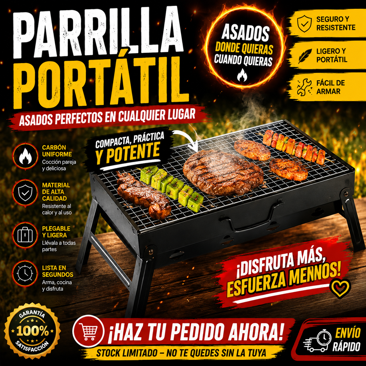 PARRILLA PORTATIL PLEGABLE