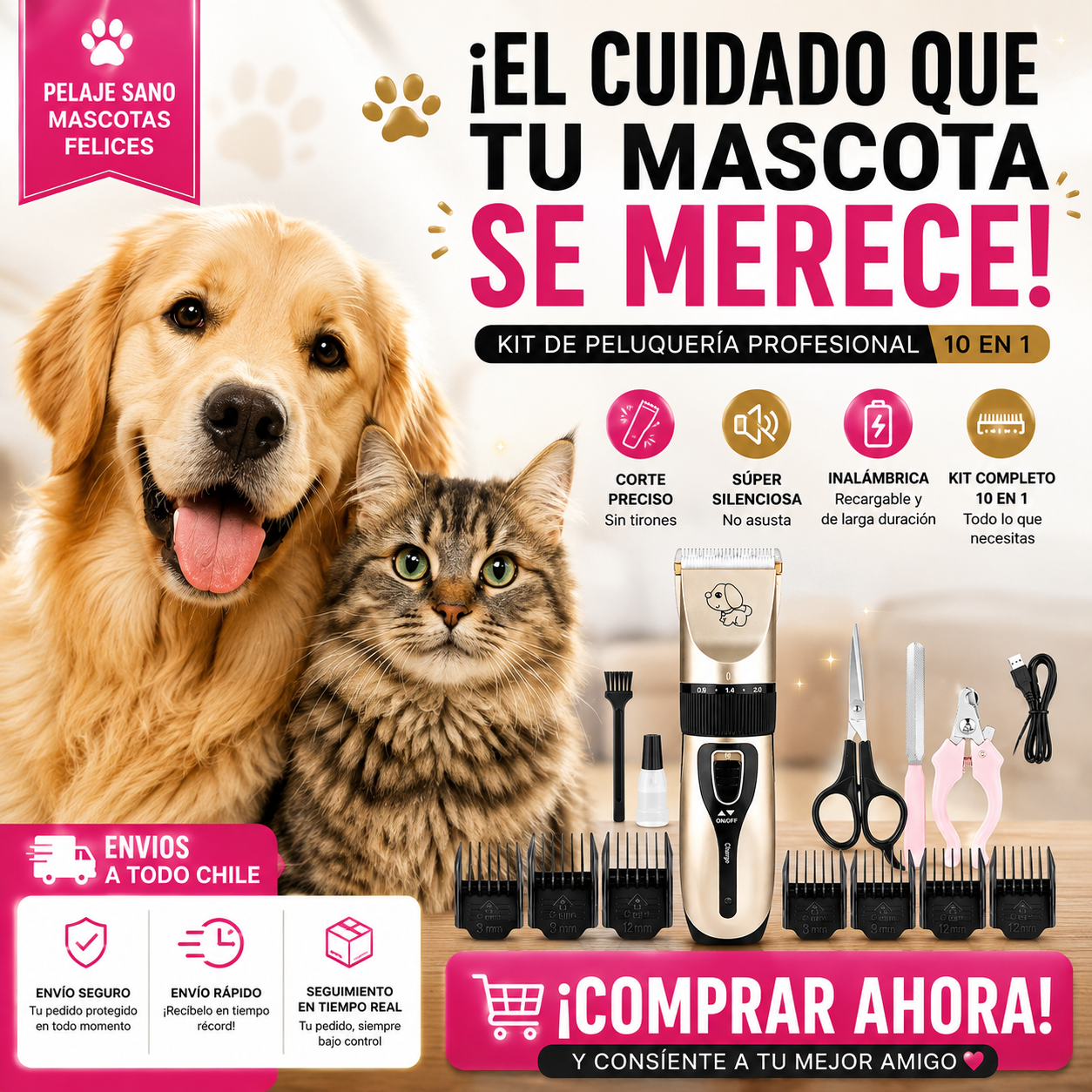 Kit Profesional Cortadora Pelo Mascota
