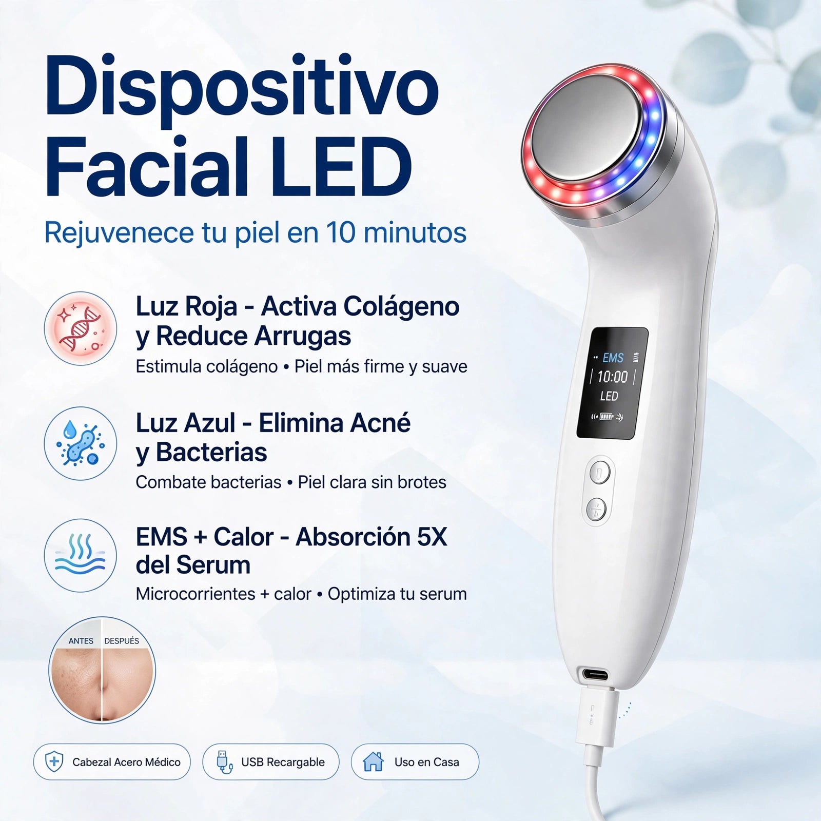 Masajeador Limpieza Facial - Ultrasonico