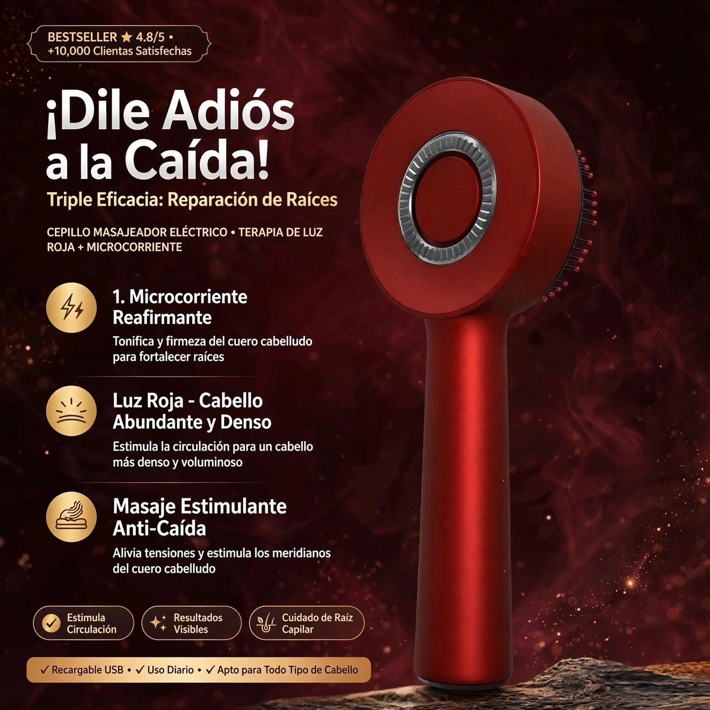 CEPILLO DE MASAJE CAPILAR - TERAPIA DE LUZ