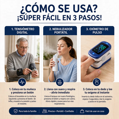 Kit Tensiómetro + Nebulizador + Oxímetro