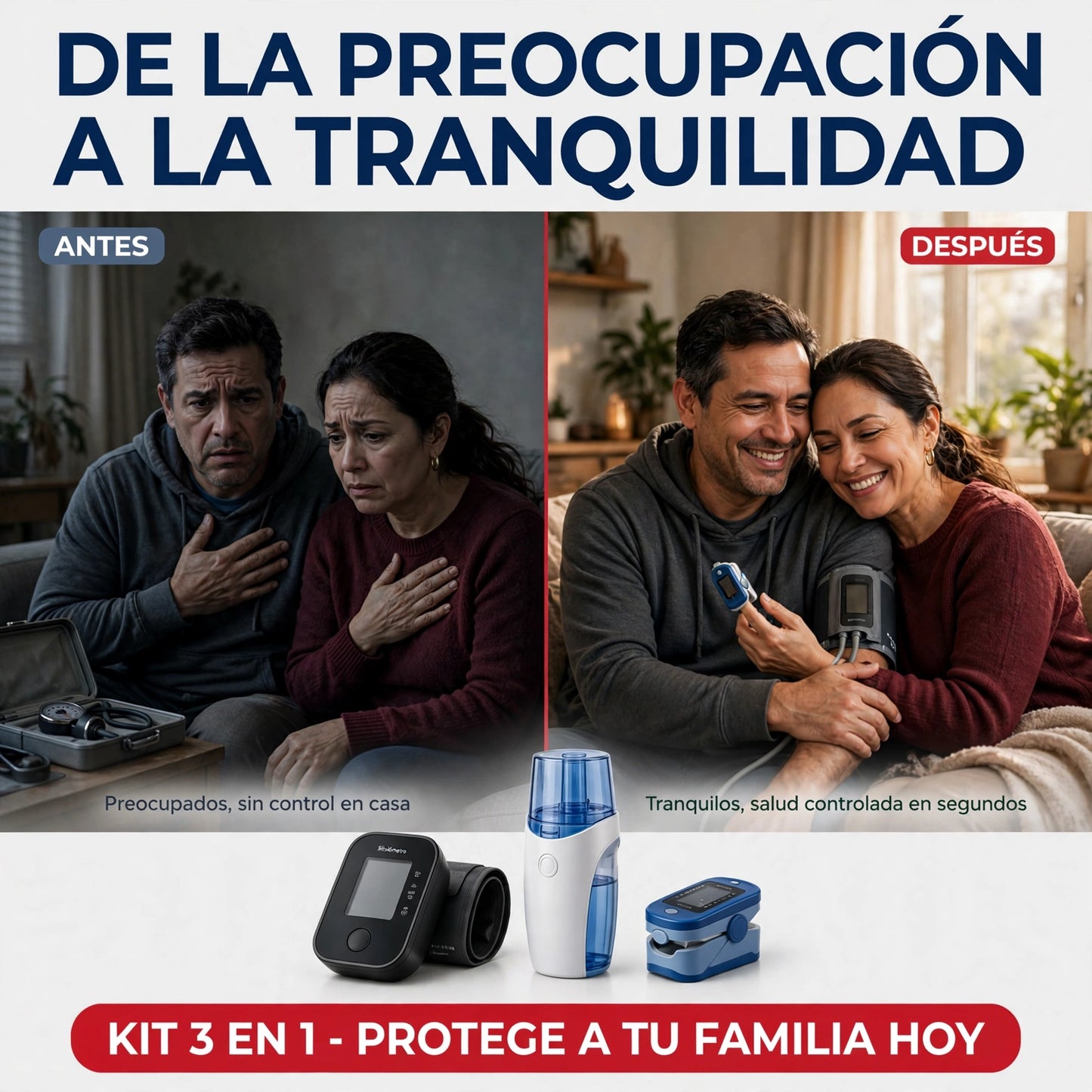 Kit Tensiómetro + Nebulizador + Oxímetro