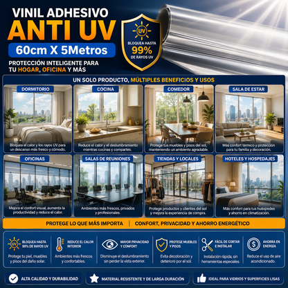 Vinil Adhesivo Anti  UV 60cm X 5Metros