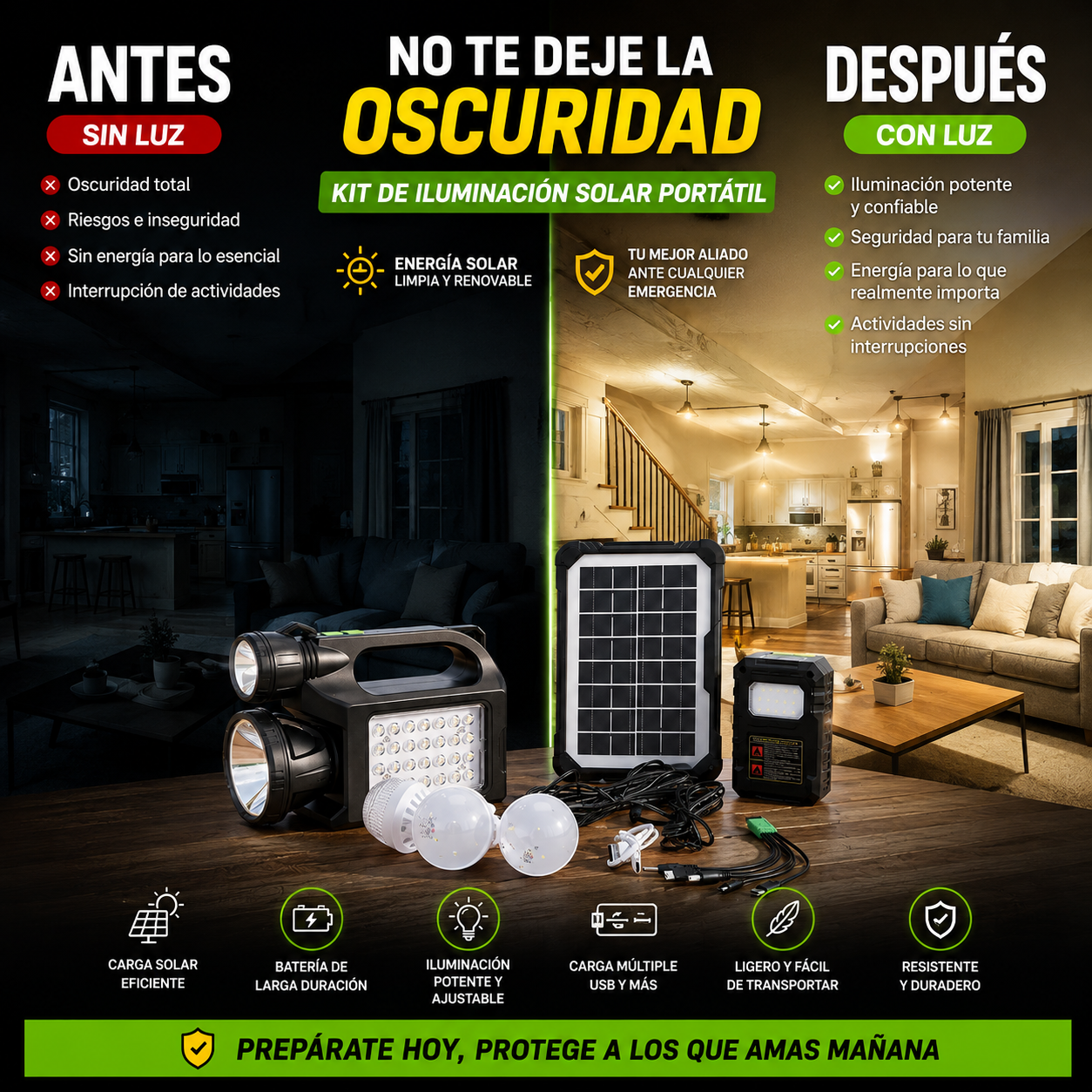 Kit Iluminación Solar Portátil
