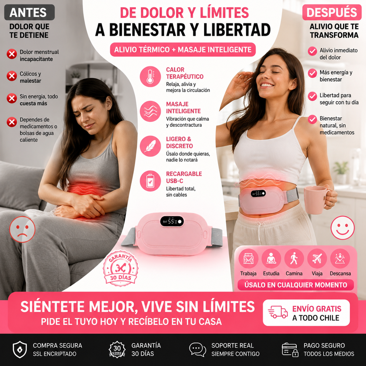 CINTURON ELÉCTRICO PARA CÓLICOS