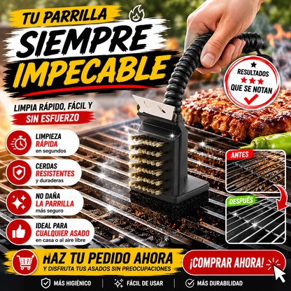 CEPILLO PARA PARRILLA 3 EN 1 LIMPIADOR