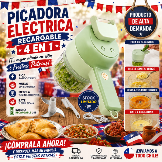 Picadora eléctrica Recargable 4 en 1
